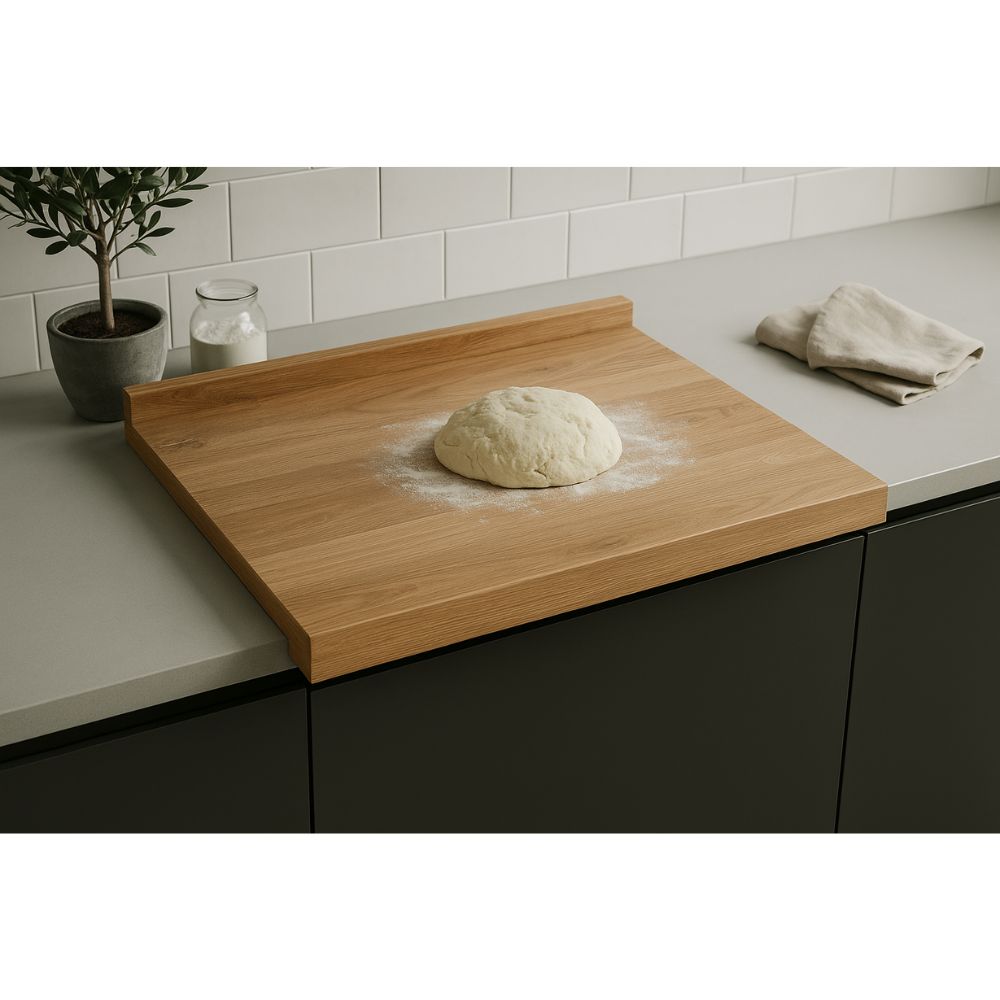 Backbrett aus Holz mit Teigkugel