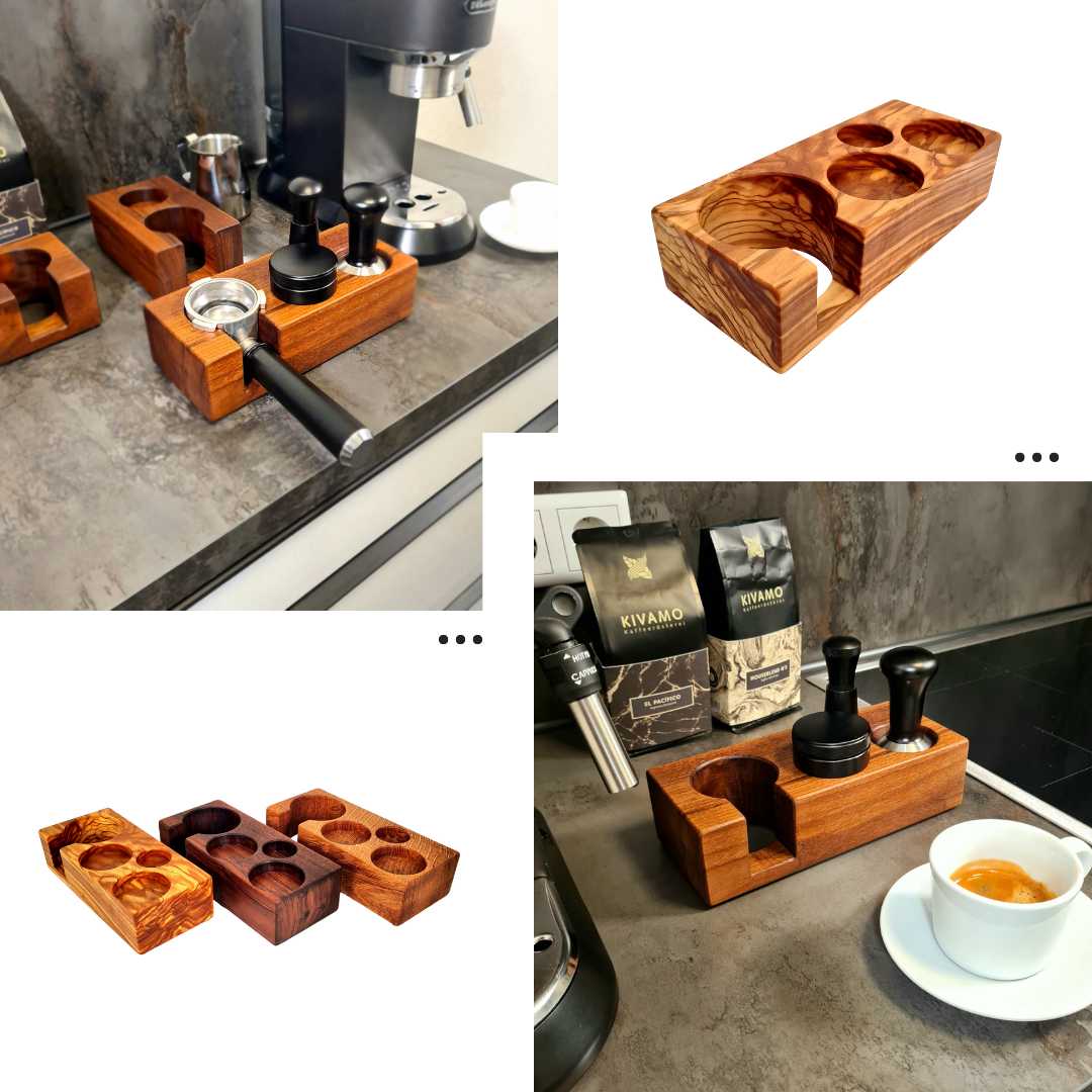 Tamperstation aus Holz - Geschäftskunde