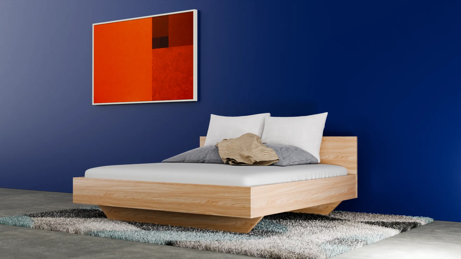 Massivholz Bett - Schwebend