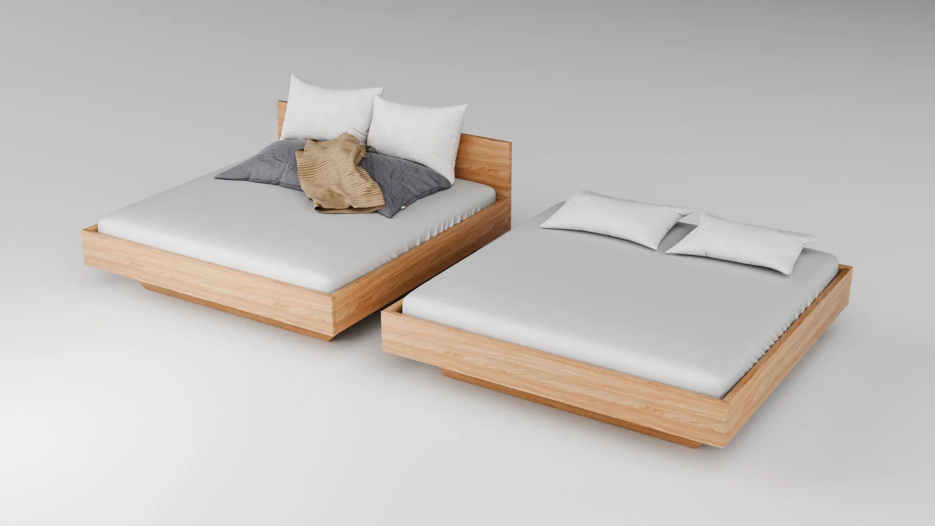 Massivholz Bett - Schwebend