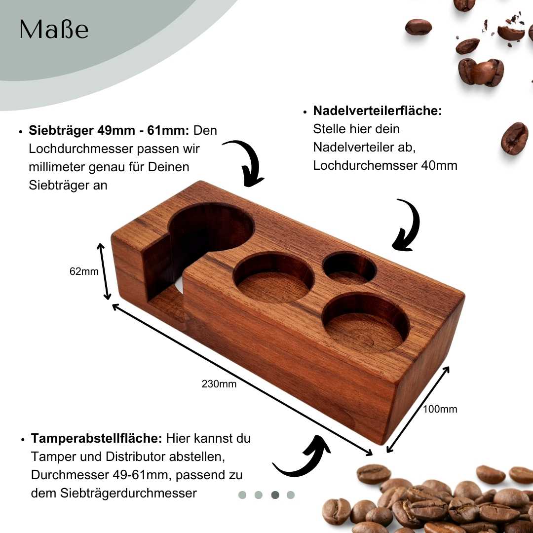 Hochwertige Tamper Station aus Holz – perfekte Ablage für Siebträger & Tamper