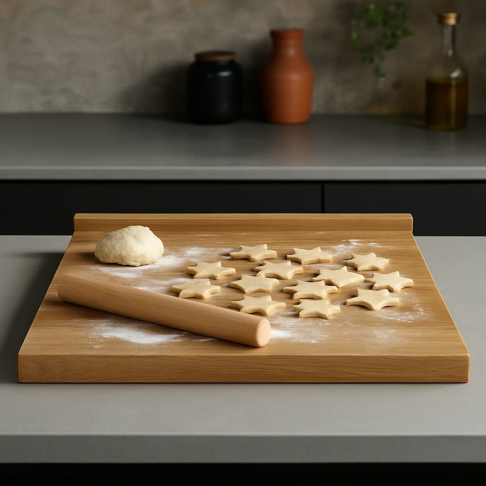 Hochwertiges Backbrett aus Holz mit Plätzchen