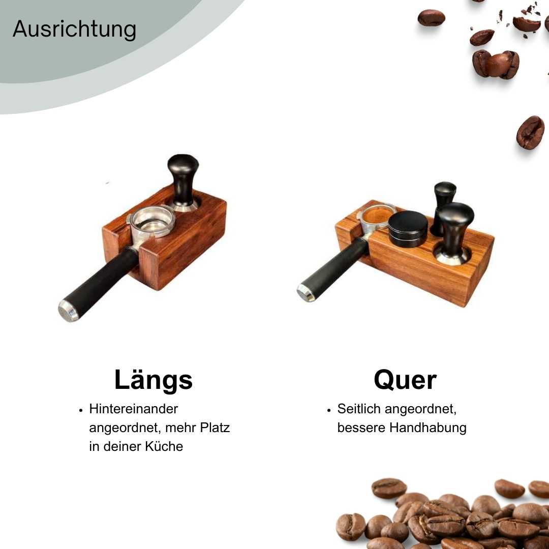 Hochwertige Tamper Station aus Holz – perfekte Ablage für Siebträger & Tamper