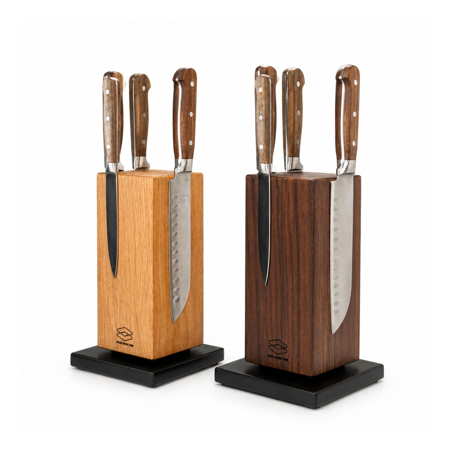 Magnetischer Messerhalter aus Holz mit Messern für 8 Küchenmesser modernes Design