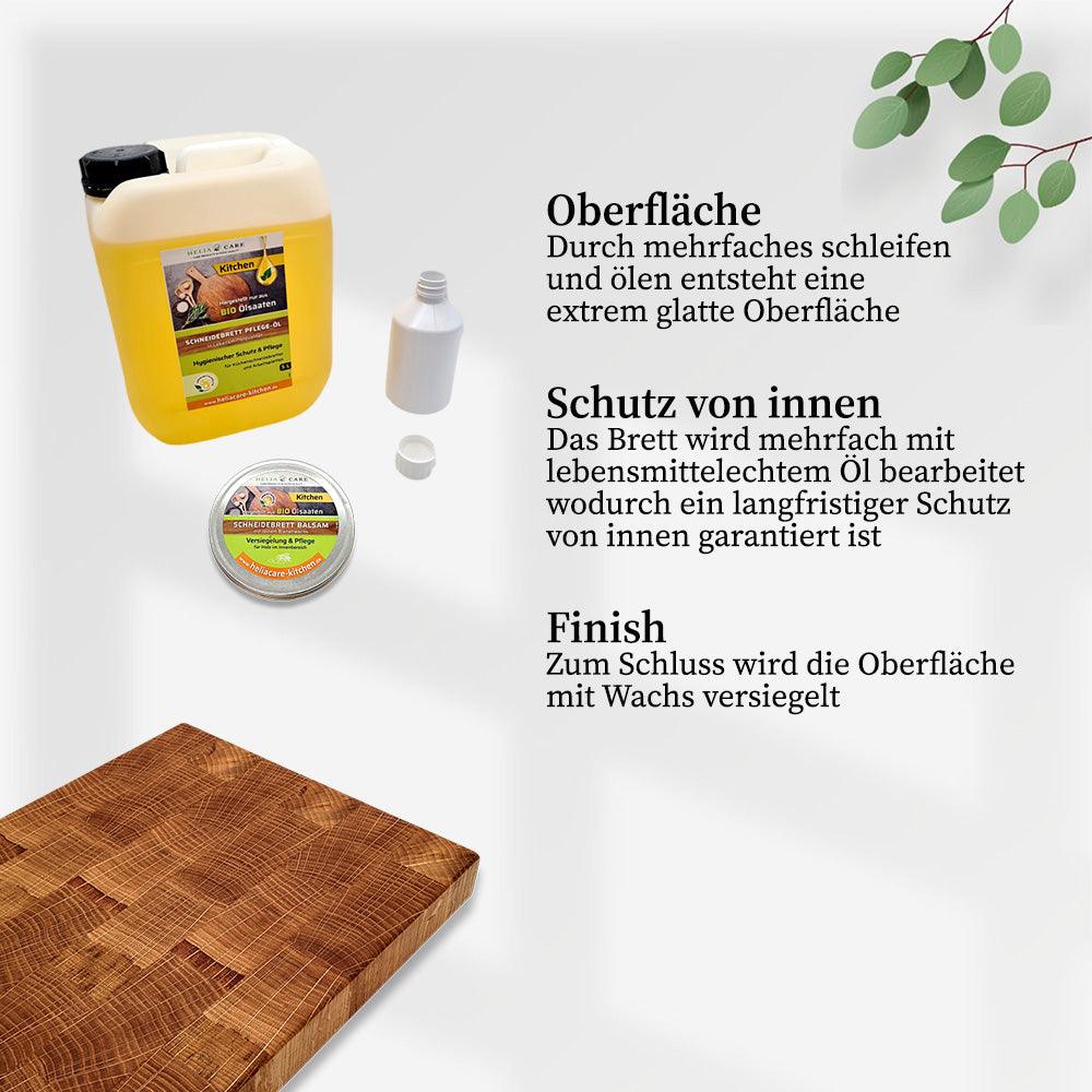 WoodWorkNRW - Eichen Stirnholz Schneidebrett - Schweizer Kante - Oberflächen Öl