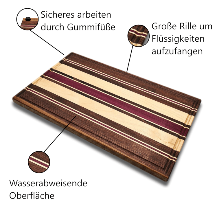Woodwork NRW - Schneidebrett - Costas - Saftrille - Nussbaum - Ahorn 